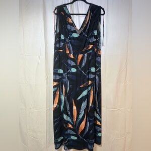 IMAN Navy and Orange Maxi Dress